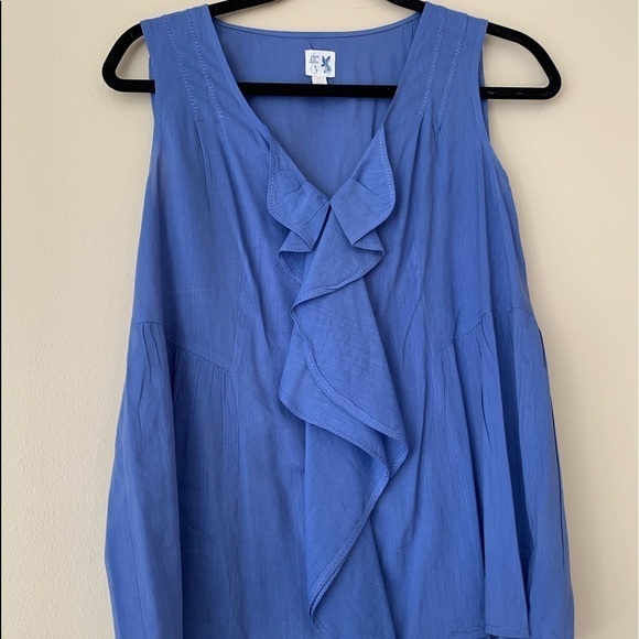 Anthropology Edme&Esyllte Ruffle Blue Top,sleeveless,size 0 - Picture 3 of 12